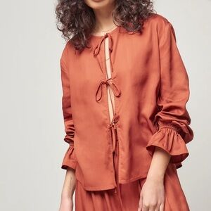 COREY LYNN CALTER‎ CorCor THE ASHLAND SHIRT Rust Tie-Front Blouse